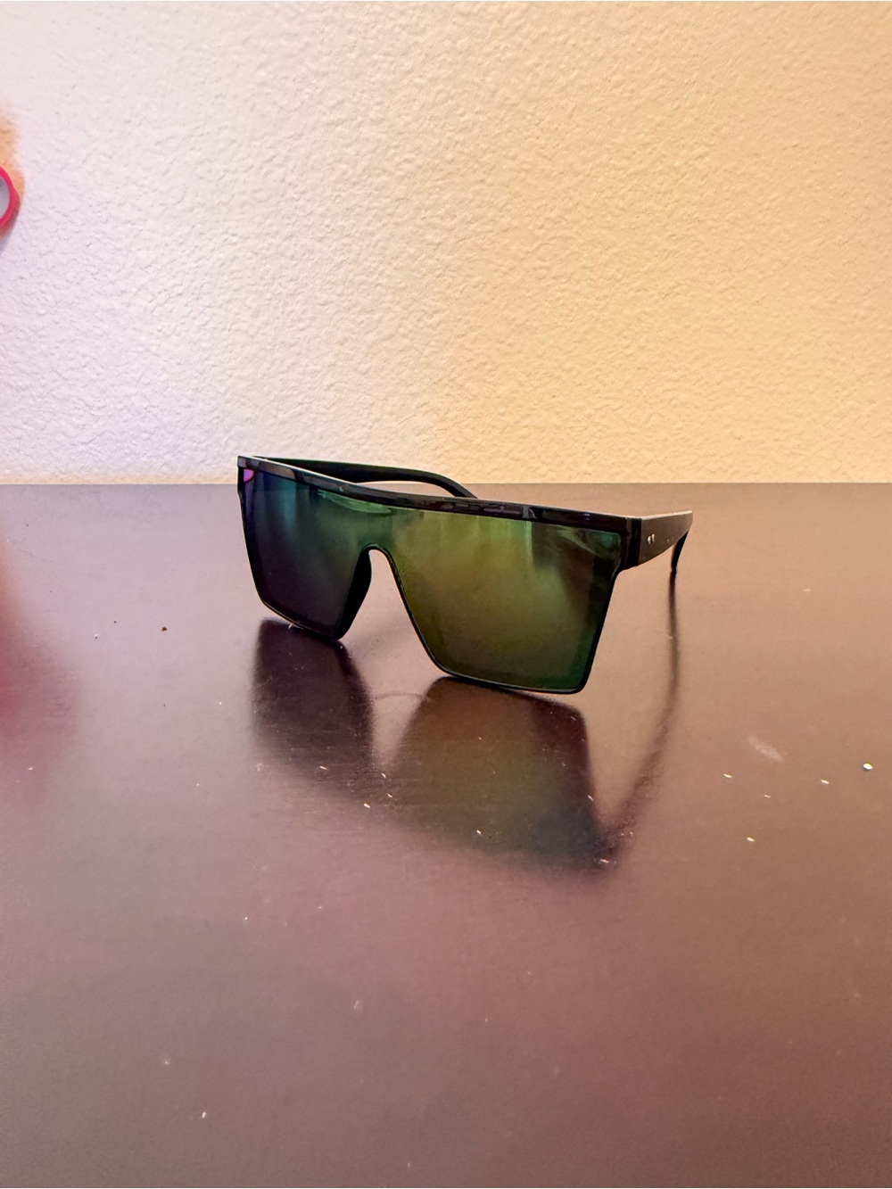 Mirrored Shield Sunglasses - Green/Purple Lens - Picture 2 of 7